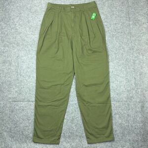 Gap Pants Womens 16 Tall Army Green Pleated High Rise Khaki Trousers Stretch NEW